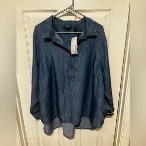 Lands End Casual Blue Denim Top NWT 2X (20W-32W)